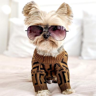 China Designer Luxury Classic Brand Sustainable High Quality Fashionable Pet Apparel Clothes Knitted Cat Puppy Dog Sweater for sale