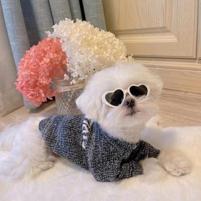 China New Design Viable Luxury Branded Pet Apparel High Quality Knitting Designer Gently Hand Knitted Gray Cat Puppy Dog Jumper Clothes Sweater for sale