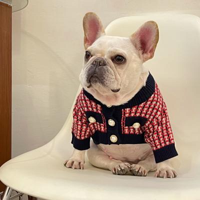 China High Quality Pet Appparel Viable Wholesale Luxury Clothing Clothes designer knitted tweed Cat Dog Coats Sweater red for sale