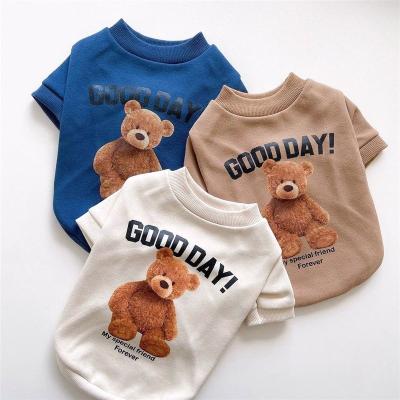 China Wholesale Autumn Winter Fashion Cute Pet Cotton Bear Print Shirt Sweaters Clothes For Dog Puppy Cats for sale