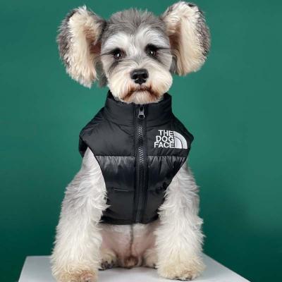 China Black Thick Warm Cat Puppy Down Vest Jacket Winter Pet Clothes Viable The Dog Face Clothes for sale