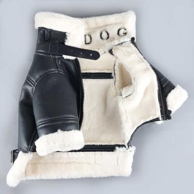 China Winter Viable Luxury High Quality Warm Leather Fur Thick Pet Clothing Cat Puppy Dog Coat Jacket Jacket for sale