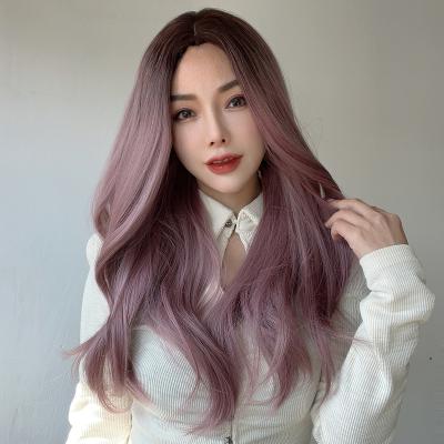 China Pink Purple Gradient Curly Hair Women's Natural Wave Fashion Wave Hair Cover Up for sale