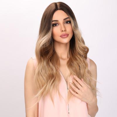 China European and American fashion loose wave wigs, brown gradient wavy curly hair, women's wigs for sale