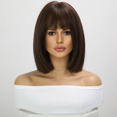 China Popular fashion straight wigs in Europe and America, brown straight hair women's wigs for sale