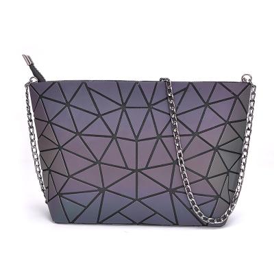 China 2020 fashion women handle bag rhombus luminous geometric handbag holographic reflective tote bag for sale