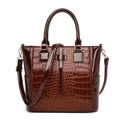 China High Quality Designer Luxury Handbags Tote Bag Women Trapeze Fashion Crocodile Patent Leather Shoulder Bag for sale