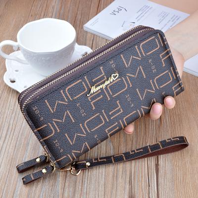 China New Retro Luxury Anti-theft Wallet Women's Long Section Clutch Zipper Fashion Alphabet Print Coin Purse Card Holder Ladies Wallet for sale