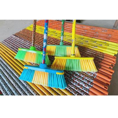 China Wholesale Home Chinese Broom Cheap Sapu Plastic Broom With Wooden Sticks for sale