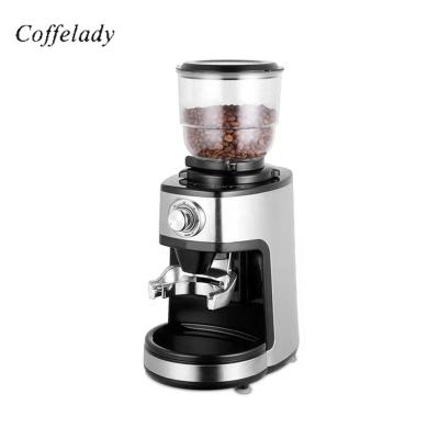 China Low Noise Continental Grinder Speed ​​Adjustable Burrs Electric Coffee Grinder Machine with Translucent Coffee Bean Container for sale