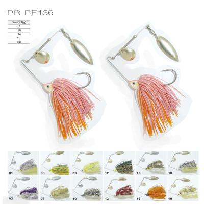 China Metal Jig Blade Spinner Primer PR-PF136 Fishing Lure With Silicone Skirt for sale