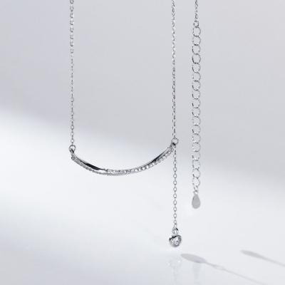 China Nickel-Free Lead-Free Fine S925 Sterling silver Smile Necklace Diamond Tassel Necklace Jewelry for women for sale