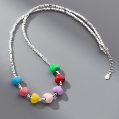 China Nickel-Free Lead-Free 2023 New Design Ladies Fine S925 Sterling Silver color color drop glue Necklace Bracelet jewelry for sale