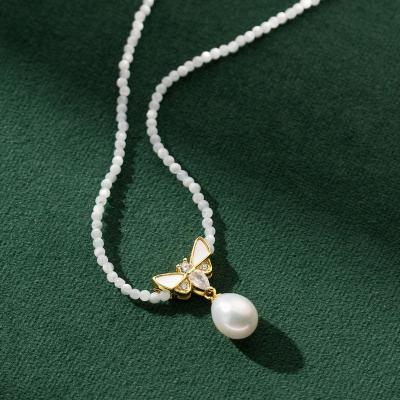 China Nickel-Free Lead-Free Fashion Luxury S925 Sterling silver Necklace shell bee pearl Pendants necklace Jewelry for women for sale