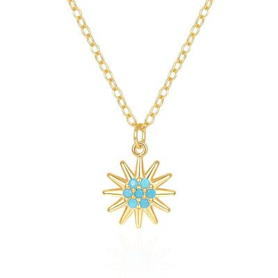 China Nickel-Free Lead-Free Luxxury Fine 925 sterling silver jewelry 18K gold plated turquoise pendant Necklace for women for sale