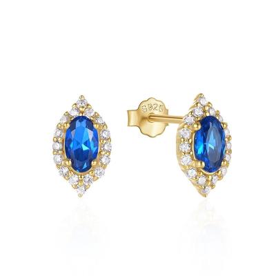 China Nickel-Free Lead-Free New arrival luxury Blue Crystal  925 Sterling Silver stud earring  Cubic Zircon jewelry earring for sale