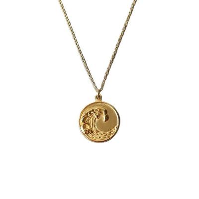 China Nickel-Free Lead-Free Fashion Free Unisex Jewelry 18K gold plated  Coin Necklace Stainless Steel  for couple for sale