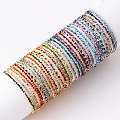 China TRENDY Fashion Tennis Bracelet 18K Gold Tennis Bracelet Gold Plated Rainbow Tennis Bracelet for sale