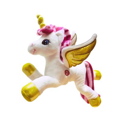 China Story-Telling Pink Mane Stuffed Toy Unicorn with Color Changing LED Light and Bendable Legs for sale