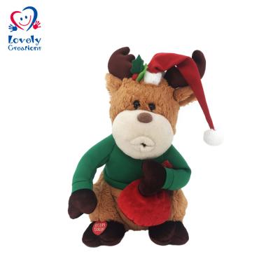 China Frstive Christmas Whistling Songs With Mouth Movement Cute Soft Animal Singing Eco Plush Baby Toys for sale