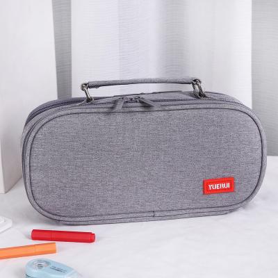 China Simple large capacity for students and adults zipper canvas pencil case stationery pen bags easy to carry for sale