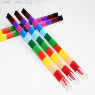 China Children's Creative Painting and Drawing Blocks Silky Plastic Painting Triangle Crayons 12 Colors Ball Detachable Crayons for sale