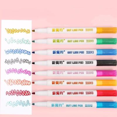 China Promotional Markers & Metallic Lines Marker Pen Fluorescent Highlighter Markers Set of New Creative Design 2 Highlight Bar Highlighter Bars for sale