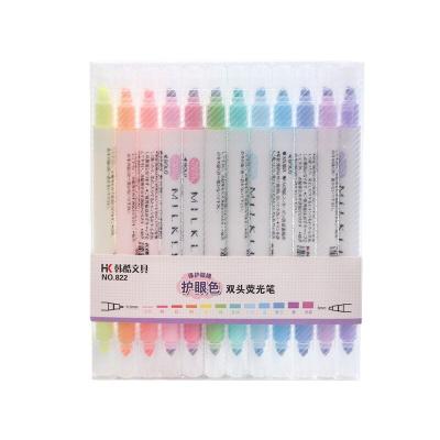 China Promotional Markers & Highlight Bars Double Main Neutral Highlight Pen Kawaii Highlighter Marker Pen by Milkliners Set of 12 for sale