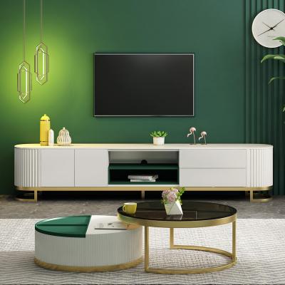 China Modern wood retractable combination coffee table slab modern rock storage flat small nesting round coffee table for sale