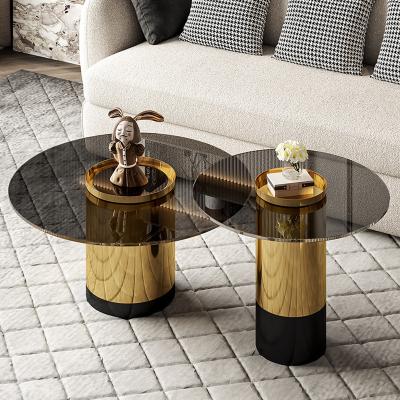 China Cheap Modern Stainless Steel Tempered Glass Table Centerpiece Furniture Living Room Price Center Coffee Table for sale