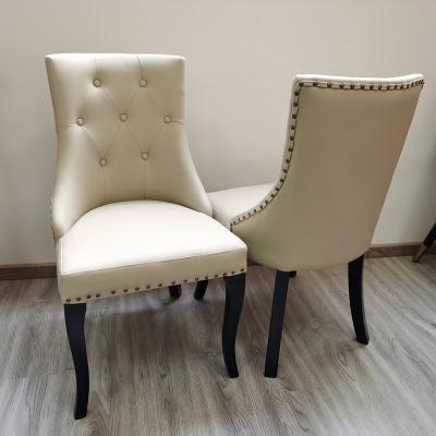 China Foshan Furniture Modern Luxury Dining Room Chairs Wooden Color Top Custom Leather Chairs for sale