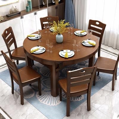 China Foldable Hot Sale Wooden Round Tables Room Furniture Dining Restaurant Dining Table Wood Dining Table Set for sale