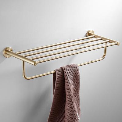 China Double BREF KEO New Brass Bath Towel Rack Clothing Rack Accessories Bathroom Towel Rack For Bathroom for sale