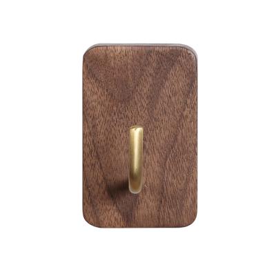 China KEO Nordic Home Decor Creative Single Solid Walnut Wall Hook Stocked Brass Robe Bedroom Coat Hooks for sale