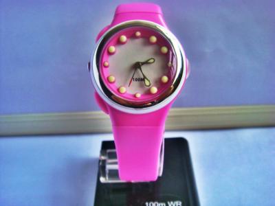 China Pink Plastic Led Quartz Analog Watch for Kids , Japan Movement for sale