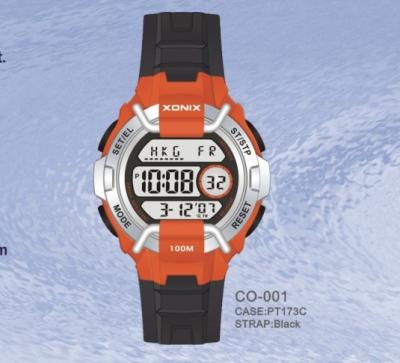 China Round Sporty Quartz Digital Gents Watch with 15 lap memory and 100m water resistant EL light for sale