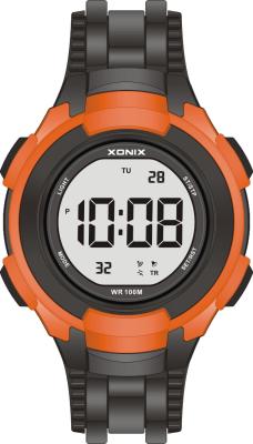 China Black Orange Sports Silicone Digital Watch For Men , 100M Water Resistant for sale