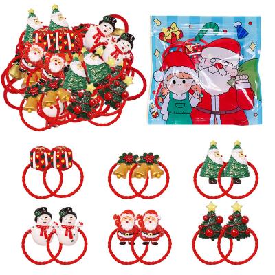 China Wholesale 12pcs/set Christmas Hair Scrunchies Cute Santa Claus Christmas Tree Hair Jewelry Accessories Hair Decoration for Girls Christmas Gifts for sale