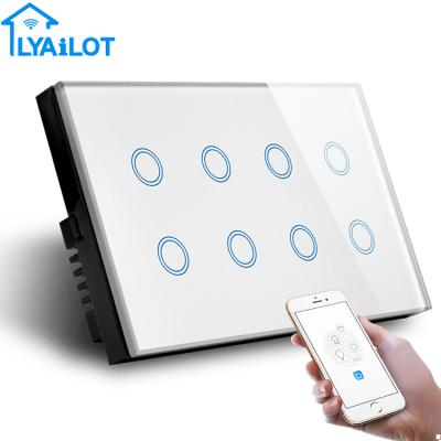 China Lyailot Easy Smart Switch 147*86MM Tuya Smart App Wall Socket Installation Life 8Gang Wifi Smart Switch Compatible With Alexa Google Assistant for sale