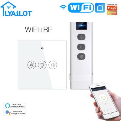 China Dimmer touch screen fan wall switch 2021 UK/EU 86*86mm touch RF433 WiFi remote control smart switch with remote controller for sale