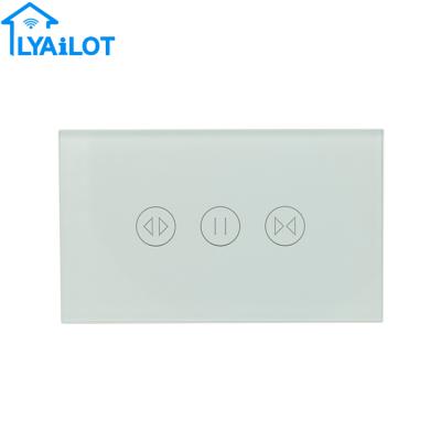 China 4mm full tempered glass white and black color smart curtain touch switch tuya AC100-250V USA standard for sale