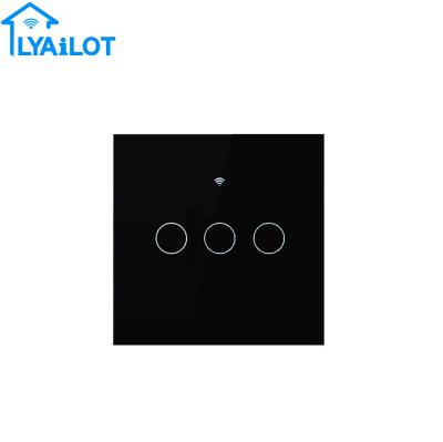 China EU/UK 3 Gang 2way Touch Switch Life Smart APP Control Easy Installation WiFi Smart Lamp Switch Without Neutral Line for sale