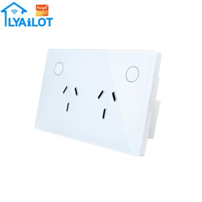 China Easy Install Smart Wall Socket SAA Approved Tuya Smart Life App Control Compatible with Alexa Google Home Smart wifi Dual Power Point Socket for Australia for sale