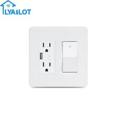 China Wall Socket Easy Installation Smart Phone USA Wifi Wall Outlet Smart Remote Control Standard Switch Compatible With Amazon Alexa for sale