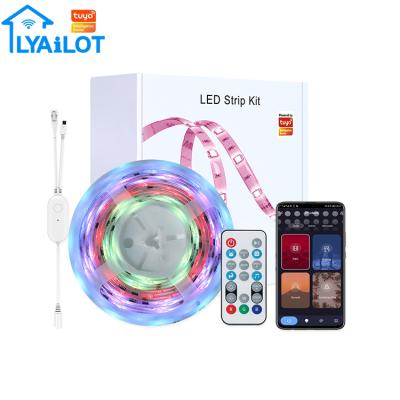 China Smart RGB led smart remote control voice control support smart phone strip support Tuya wifi RGBIC LED multicolor smart strip for sale