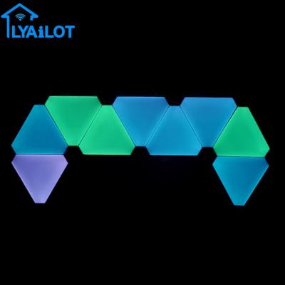 China 2021 Christmas strip 9pcs wifi RGB panel installation Tuya home wifi light bedroom game music DIY music DIY sensor light base light with Alexa for sale