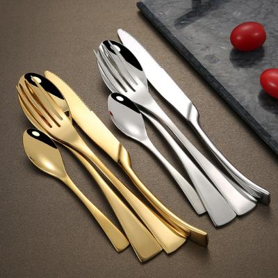 China KAYA Series Stainless Steel Cutlery Viable Set Tea Head Spoon Knife Fork Spoon Modern Metal Dinnerware Sets for sale