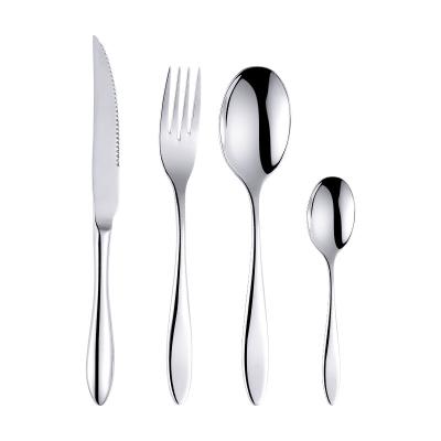 China Sustainable High Grade T86 Stainless Steel Silverware Set Shiny Thick Spoon And Fork Wedding Cutlery for sale