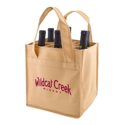 China Customized Standard Non Woven Wine Handled Design Size 6 Bottle Tote Bag for sale