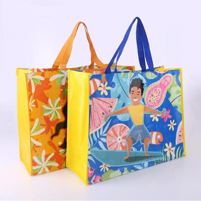 China wholesale custom cheap folding handled reusable plastic pp woven shopping bag for sale